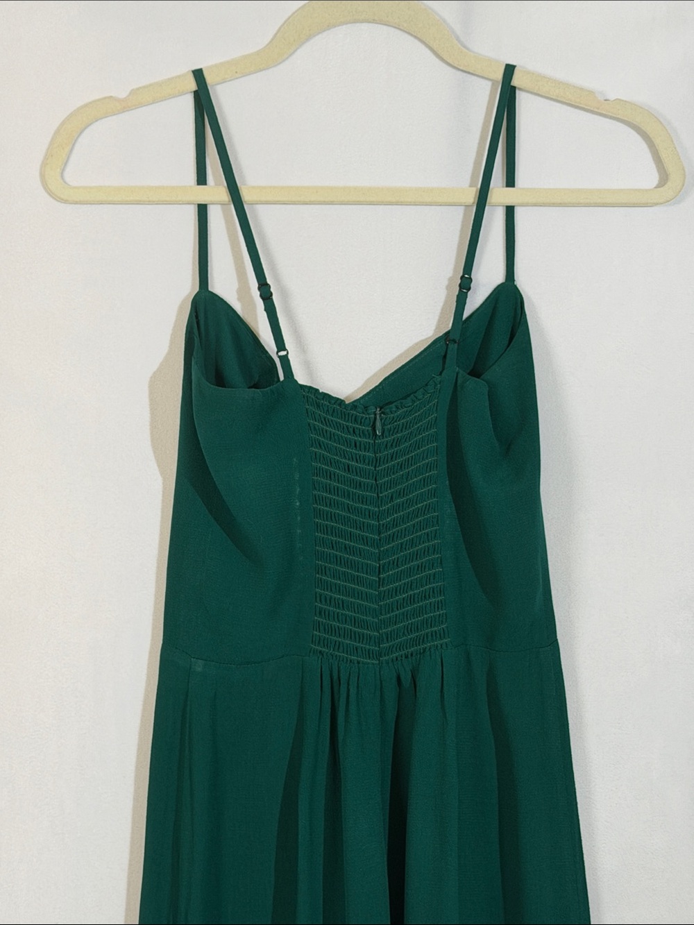 Reformation Jumpsuit Size 0 Emerald Green Smocked Back - Picture 6 of 12